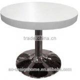 WHITE ROUND MDF/STAINLESS STEEL TABLE thumbnail-1