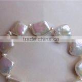 White Diamond Shape Freshwater Pearl Bracelet Wholesale 10-12mm thumbnail-3