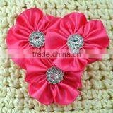 Handmade Satin Flower With Rhinestone Center for Kids Hair Accessories thumbnail-3