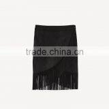Wholesale Custom Manufacturer Faux Suede Skirt With Fringe Midi Skirts With Tassel Details High Quality thumbnail-6