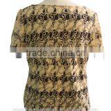 Black With Rose Print Lycra Round Collar Blouse thumbnail-4