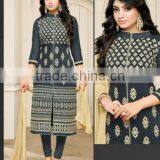 Long Cotton Fabric Readymade Embroidery Suits thumbnail-1