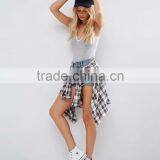 Custom Made Bodysuit With Plunge Neck And Tipping Plain Women Shaper Bodysuit Grey Basic Cotton Slim Fit Underwear thumbnail-5