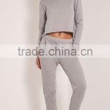 2017 High Quality Women Grey Jogger Pants French Terry Cotton Pants Sportwear Soft Cotton Pants Stretch Waist