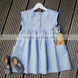 Fashion Design Toddler Girls Dress Popular Baby Girl Blue Stripes Dress For Girls thumbnail-2
