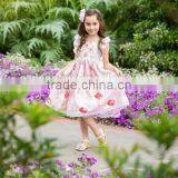 Girls Flutter Sleeve Kids Clothing Wholesale Roses Printed Designer One Piece Dress thumbnail-1