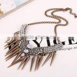 Western Trendy Tassel Luxury Mandarin Orange Rhinestone Crystal Vintage Statement Necklace Jewelry thumbnail-2