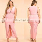 Plunge Neck Sleeveless Plus Size Maxi Evening Dresses for Fat Ladies thumbnail-6