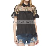 sexy summer patchwork lace short sleeve blouses