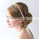 White Clear Rhinestone Circle Ring Ribbon Headband Headdress Wedding Hair Accessories thumbnail-1