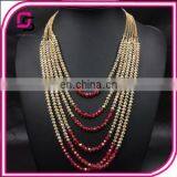 Natural Stone Crystal Three Layer Bead Necklace thumbnail-1