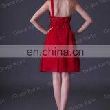 2015 Grace Karin Chiffon One Shoulder Short Red Bridesmaid Dress CL3476 thumbnail-3