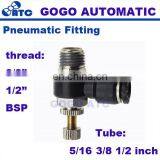 10pcs a Lot Air Cylinder Throttle Valve Thread 1/2 BSP , Hose 5/16 Inch SC Pneumatic Fittings