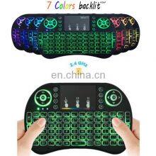 Upgraded Version 7 Colors Backlight i8 Wireless 2.4G USB Dongle Mini Keyboard With Colorful Backlit