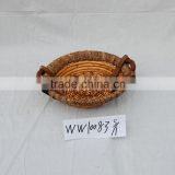 2015 rattan fruit dish with wooden handle
