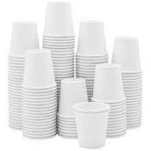 Bio Cups and Dishes Disposable Drinking Cups Paper Cups-compostable and Biodegradable Cups-white Paper Cups, Unprinted Paper Cups, Eco-friendly Coffee Cups 150 ml 6 oz thumbnail-1