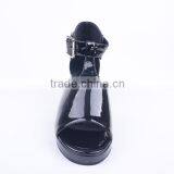 Shiny Upper Hot Sale Low Price Lady Comfort Flat Thick Sole Buckle up Sandals thumbnail-3