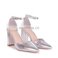 Women Latest Fashion Silver Color Design High Block Heel Ankle Strap Bridal Sandals Shoes Other Colors Are Available thumbnail-3