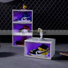 Voice Control Stackable Sneaker Storage Led Box Side Open Transparent Plastic Magnetic Clear Shoe Box With Led Light thumbnail-5