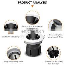 Indoor Deep Anti Glare 12w Recessed Cob Down Lamp Aluminum Home Hotel Office Ceiling LED Spot Light thumbnail-3