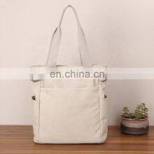 Eco-friendly Wholesale Heavy Bearing Thick Black Color Shoulder Women Hand Bags Canvas Bag With Custom Printed Logo