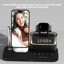3 in 1 Universal Alarm Clock RGB Night Light Fast Multifunction Wireless Phone Charger Stand thumbnail-2