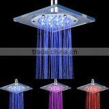 Square Glass With Chromed Round Rain LED Shower Heads