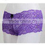Purple Sexy Full Lace Transparent Woman Panties With Star Metal Decorated thumbnail-3