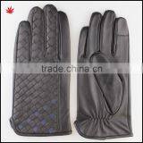 Men Fashion Sheepskin Finger Touch Screen Woven Two Colour Leather Gloves thumbnail-1