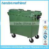 660L liters square outdoor plastic waste bin,Large plastic mobile garbage can,Industrial trash can