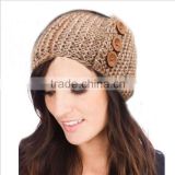 New Arrival 3 Buttons Decorated Acrylic Crochet Headband Knit Hairbands