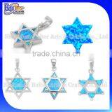Opal Jewelry Factory Custom Wholesale 925 Sterling Silver Pure Synethic Opal Star Of David Shape Pendant Star Of David Pendant thumbnail-1