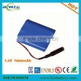 Shenzhen High Quality Rechargeable Lithium 7500mah 7.4V DVD Battery