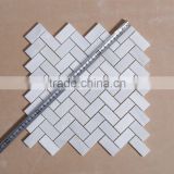 25mm x 48mm white herringbone polished marble mosaic tiles for kitchen floor