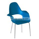 Blue Plastic Dining Chair/plastic Seat With Metal Leg Chair thumbnail-1