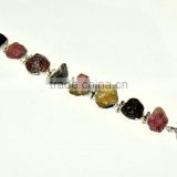 Rough Tourmaline Gemstones 925 Sterling Silver Bracelet thumbnail-1