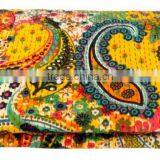 RTHKG-9 Designer Paisley Printed Cotton Fabric Vintage Bedspread Wholesaler Handmade Stitching Gudri Throw Kantha Jaipur thumbnail-2