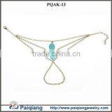 Wholesale hot popular retro brass turquoise bead barefoot beach anklet