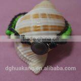 Artifical Emerald Bead Bracelet With Leather Cord and Metal Charm Superlight thumbnail-2