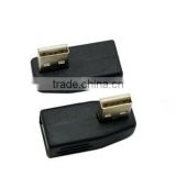 right/left USB 2.0 A male to USB 2.0 A female adapter black color top quality