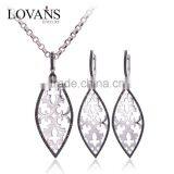 Fashion 925 Silver Flower Earring Pendant Jewelry Set E003 thumbnail-1