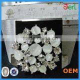 Elegant Silver Opal Brooch Alloy Crystal Flower Brooch for Wedding Invitations thumbnail-4
