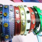 colorful PU dog collar/leash with crystal, durable dog collar