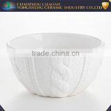China White Embossed Ceramic Non Stick Microwavable Mixing Bowls thumbnail-1
