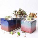 Attractive Kiln Glaze Square Mini Ceramic Flower Pots thumbnail-4