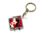 Novelties Pocket Mirror Key Ring Metal Sublimation Key Chains Goods From China
