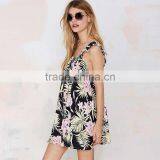 Ladies Fashion Sexy Back Open Floral Print Falbala Halter Top Short Dress thumbnail-5