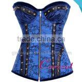 Overbust Zipper Steampunk Steel Bone Pirate Corset Tops thumbnail-1