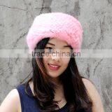 CX-E-29A Girls Fashion Knitted Mink Real Fur Elastic Headbands thumbnail-1