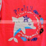 Wholesale Dolphin Kids Girls 2 Pcs Set Printed Knitted Short Sleeve Top Red Girls Clothing Set TP-7721 thumbnail-3